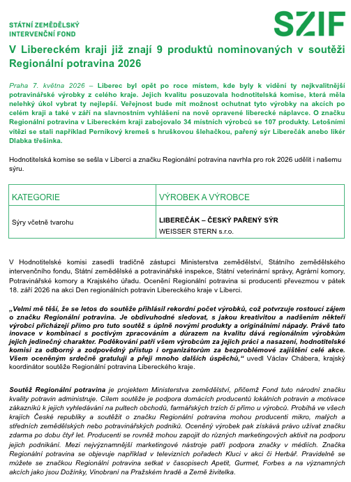 2026 - Regionální potravina